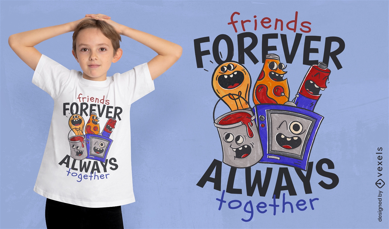 Design excêntrico de camisetas para amigos
