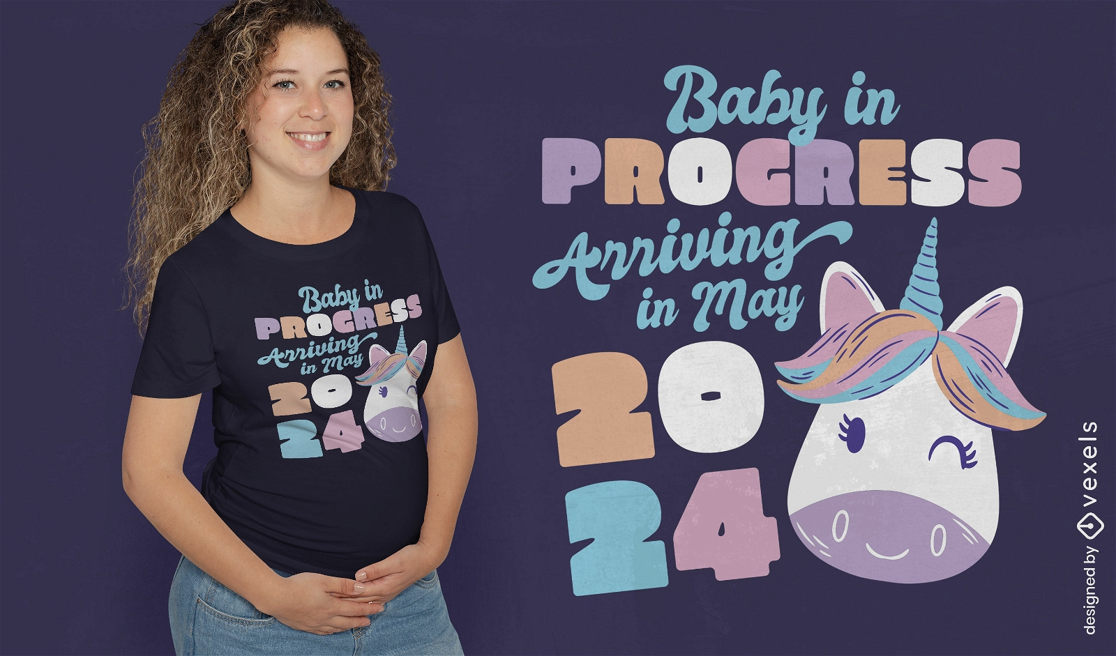 Diseño de camiseta de unicornio de maternidad.