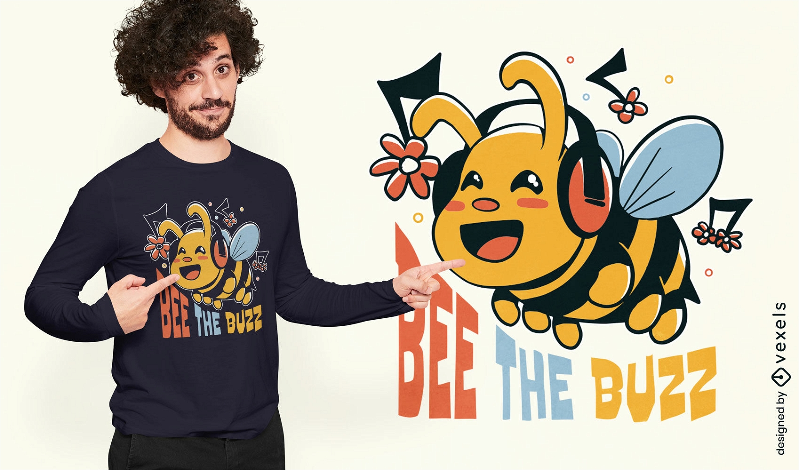 Niedliches T-Shirt-Design mit summender Biene