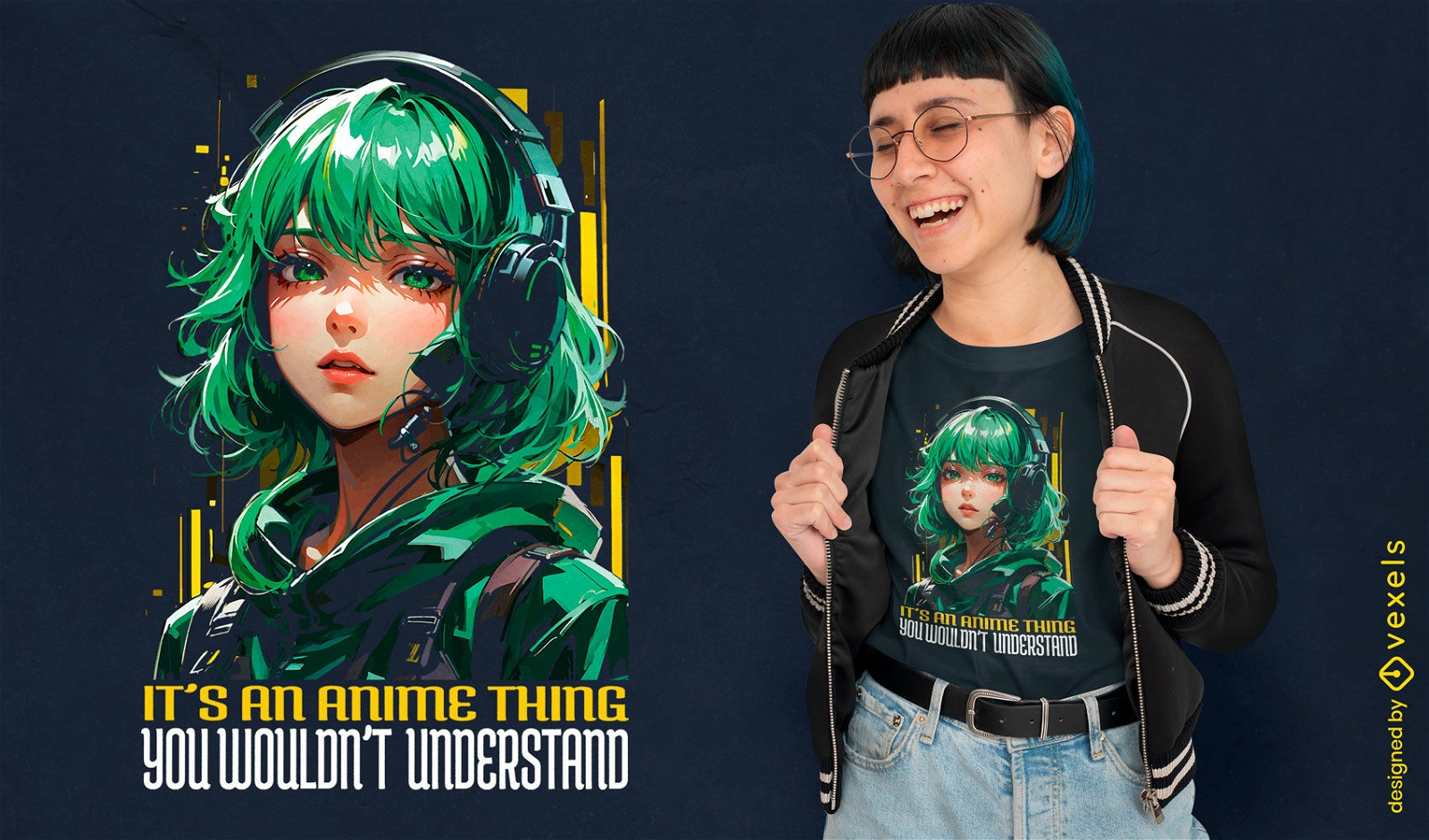 Anime-inspiriertes Mädchen-T-Shirt-Design