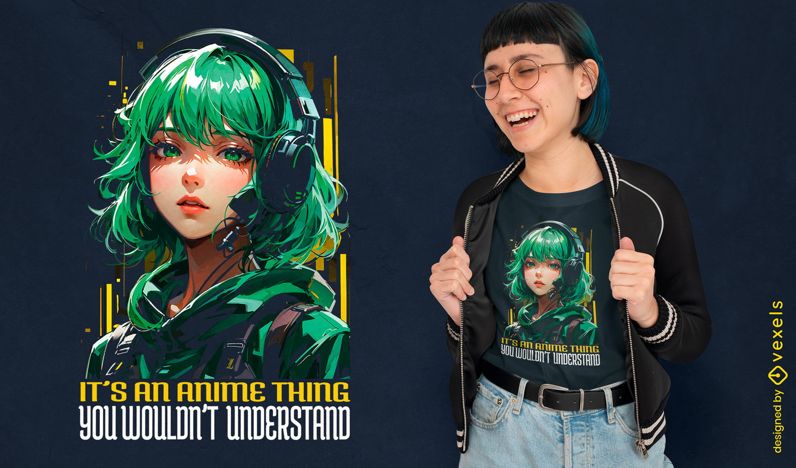 Anime-inspiriertes Mädchen-T-Shirt-Design