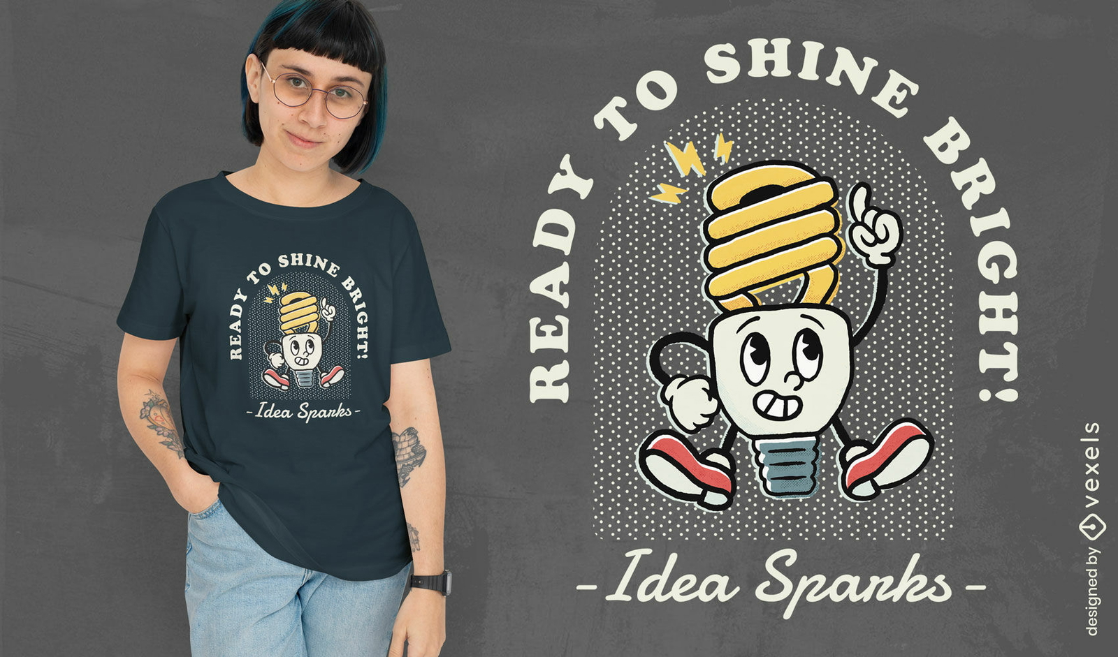 Diseño de camiseta de bombilla de idea creativa.