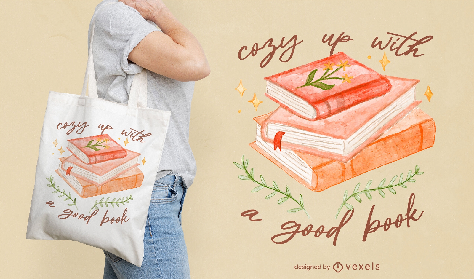 Design de sacola confortável para amantes de livros