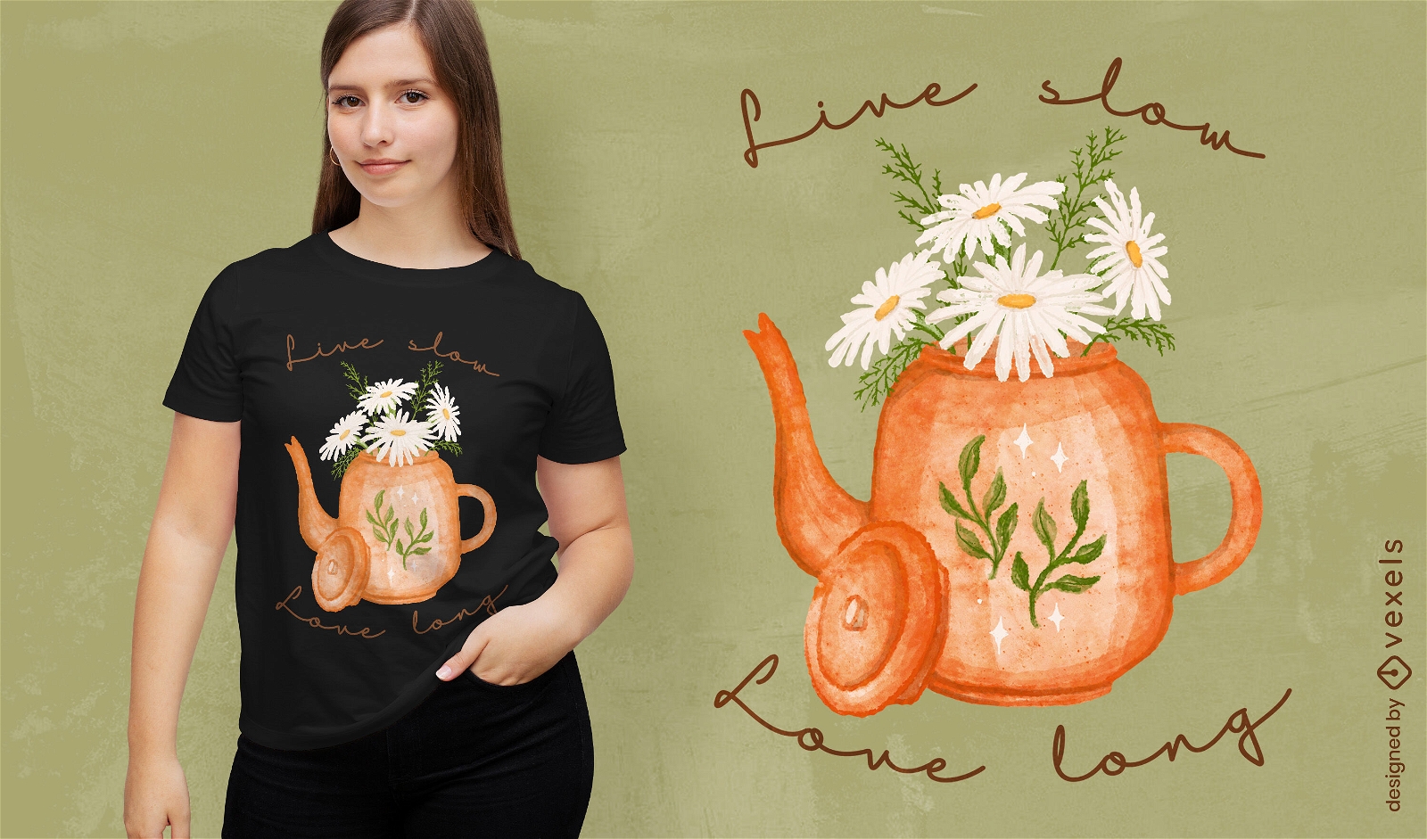 Serene teapot t-shirt design