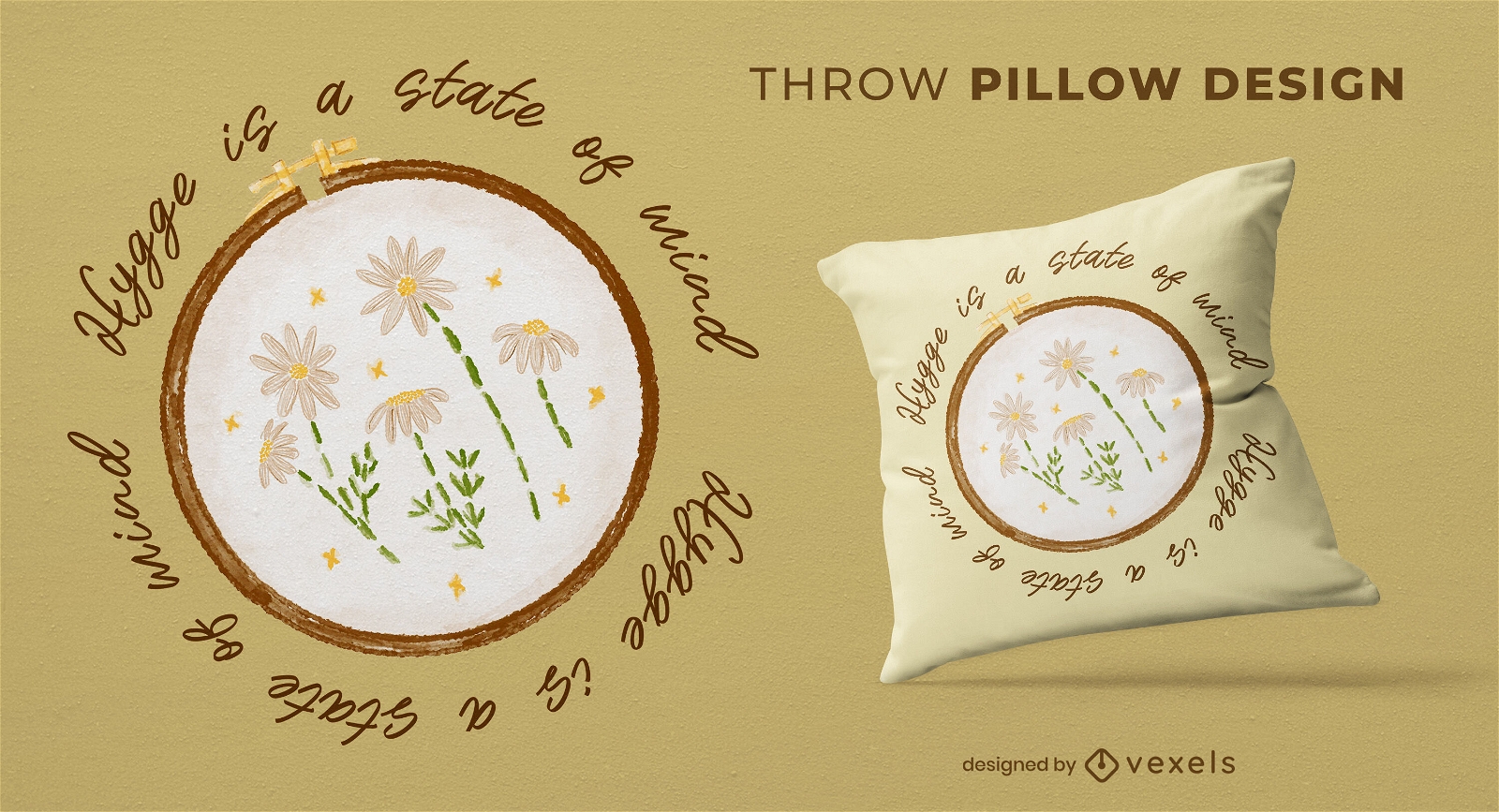 Hygge lifestyle throw pillow design