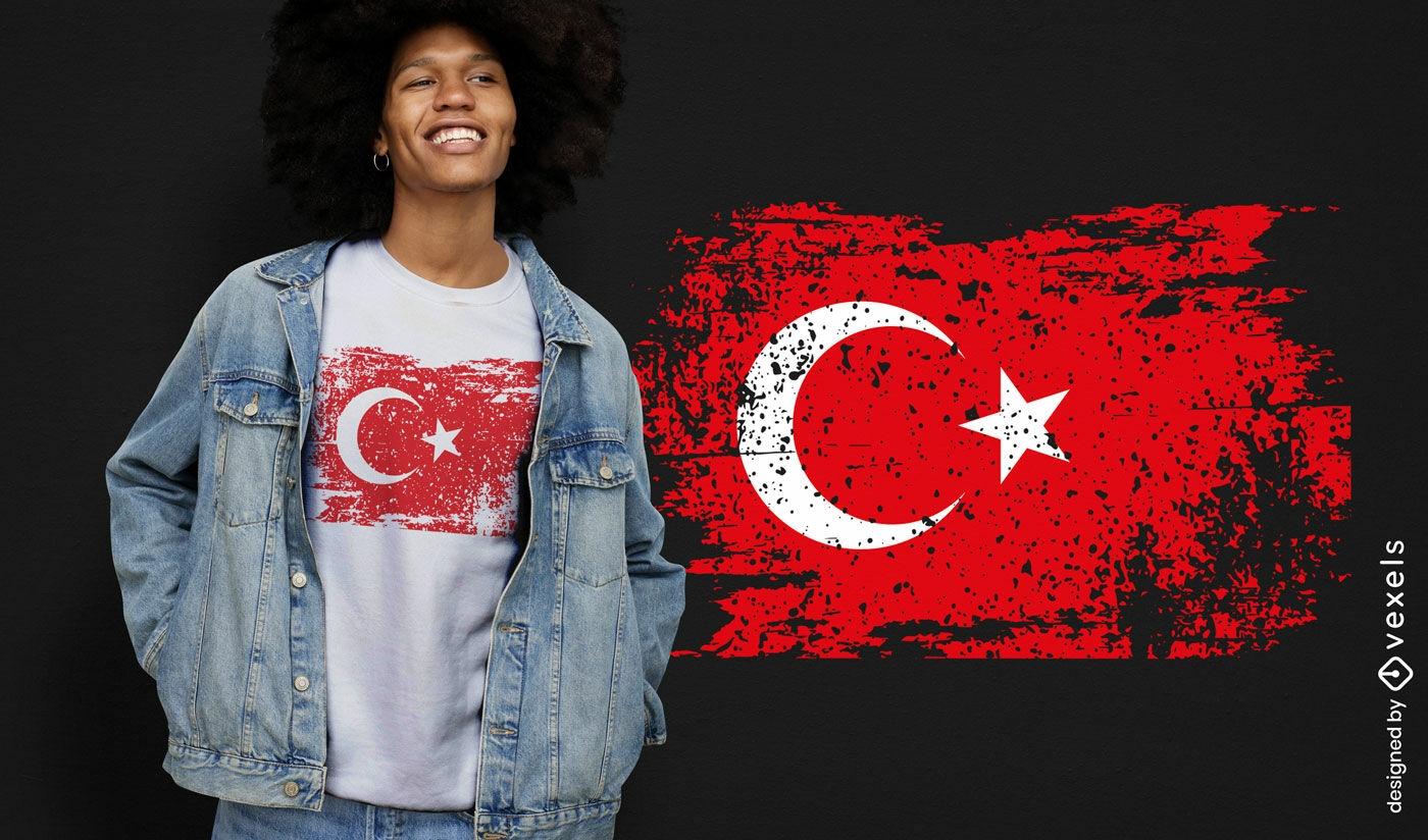 Diseño de camiseta con bandera turca grunge