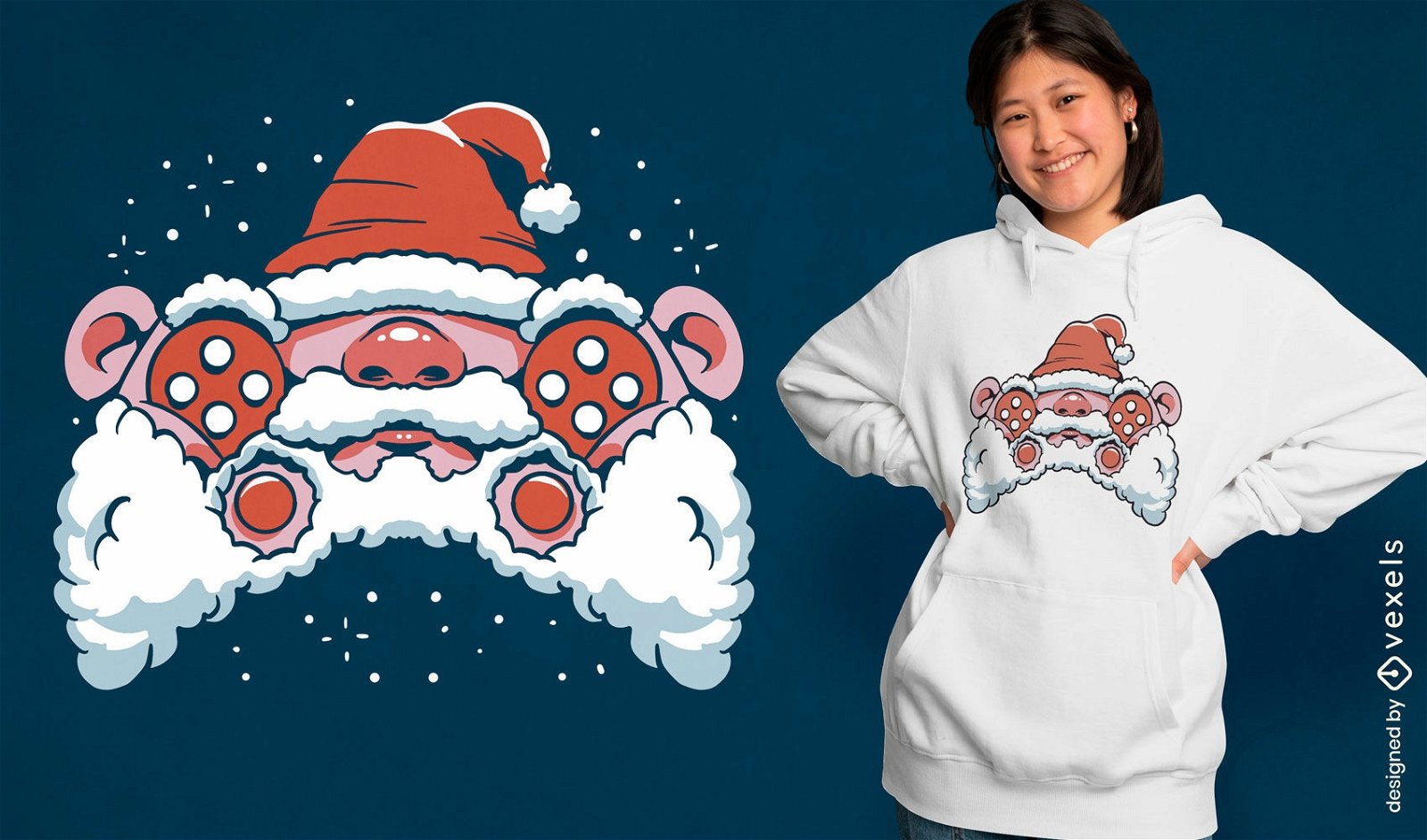 Diseño de camiseta de Papá Noel para juegos.