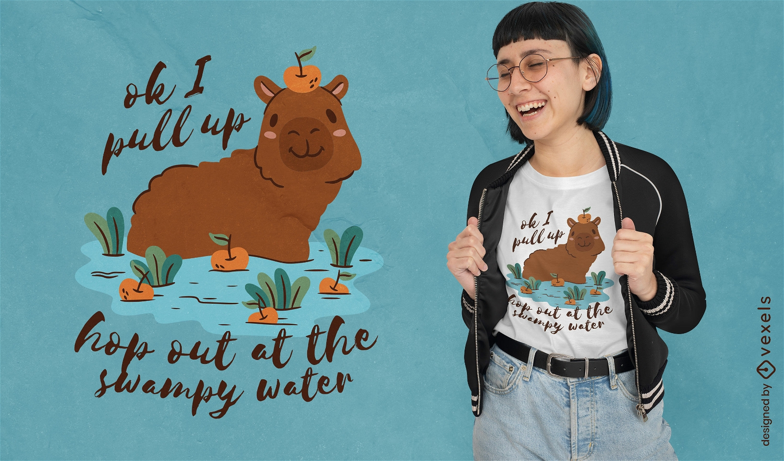 Swampy capybara t-shirt design