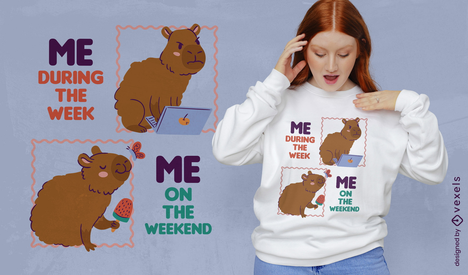 Design de camiseta capivara para fim de semana