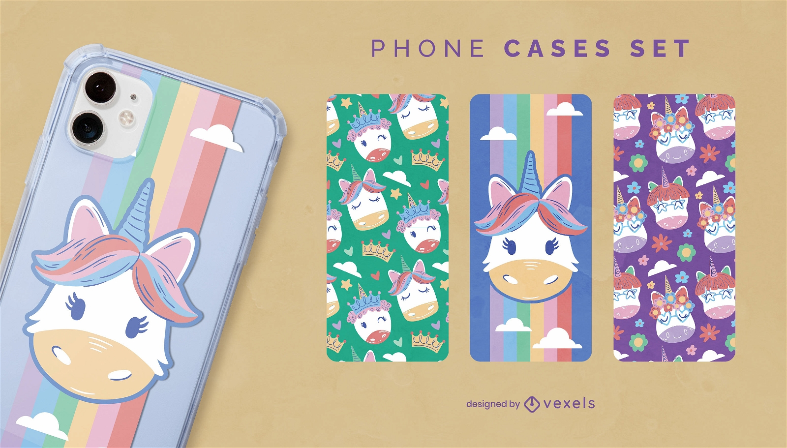 Unicorn variety phone cases set design