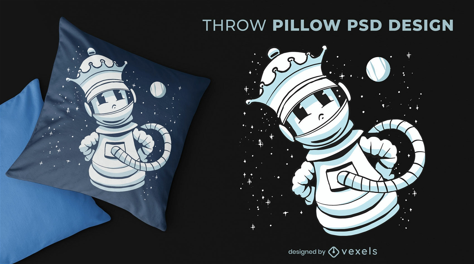 Space queen chess piece throw pillow design