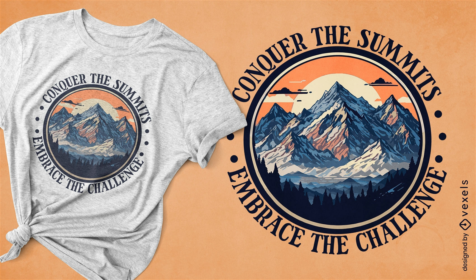 Diseño de camiseta vintage de aventura en la montaña.