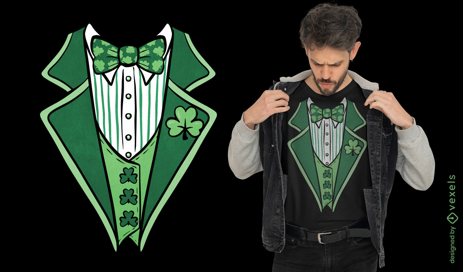 Diseño de camiseta de esmoquin irlandés de San Patricio.