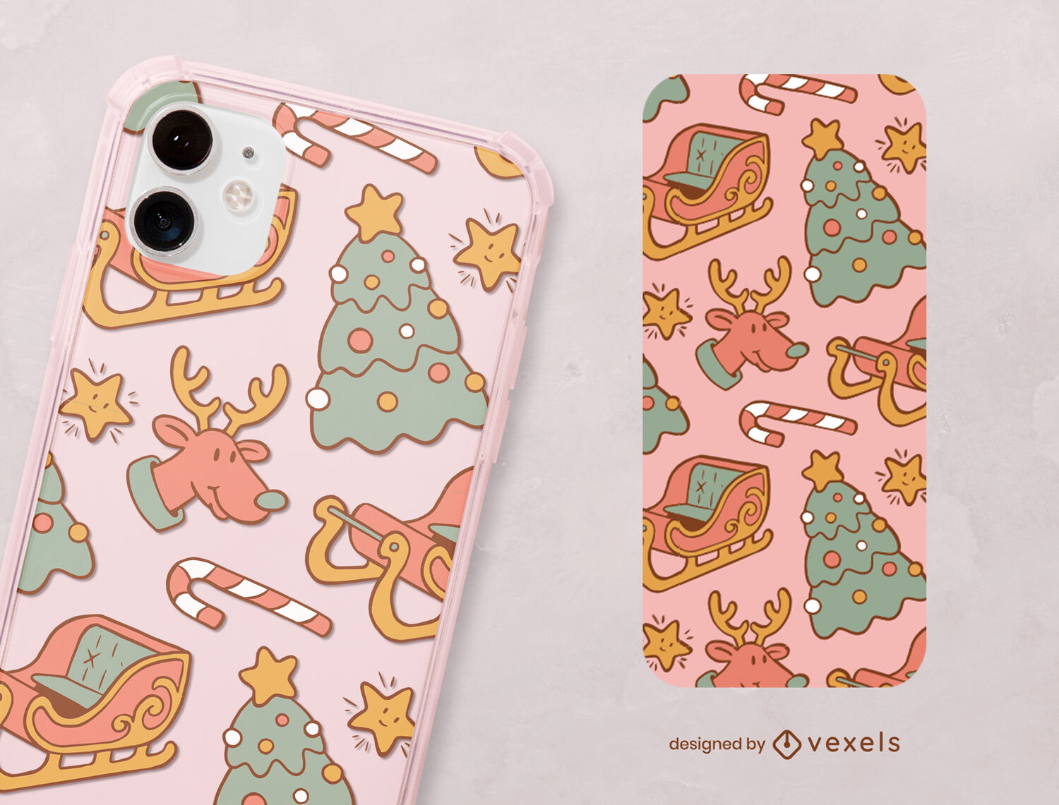 Diseño de funda para teléfono con temática navideña.