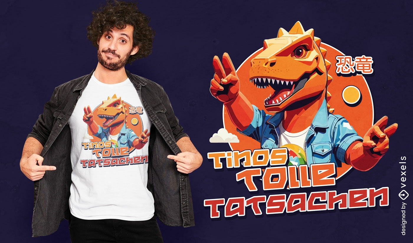 Design de camiseta com sinal de paz do T-Rex