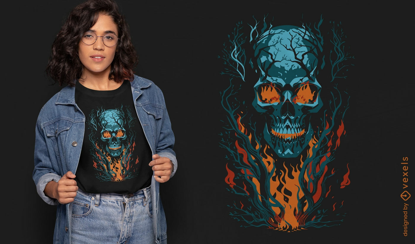  Fiery skull t-shirt design