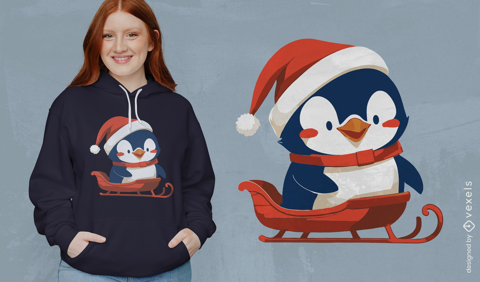 Design de camiseta de Natal do pinguim