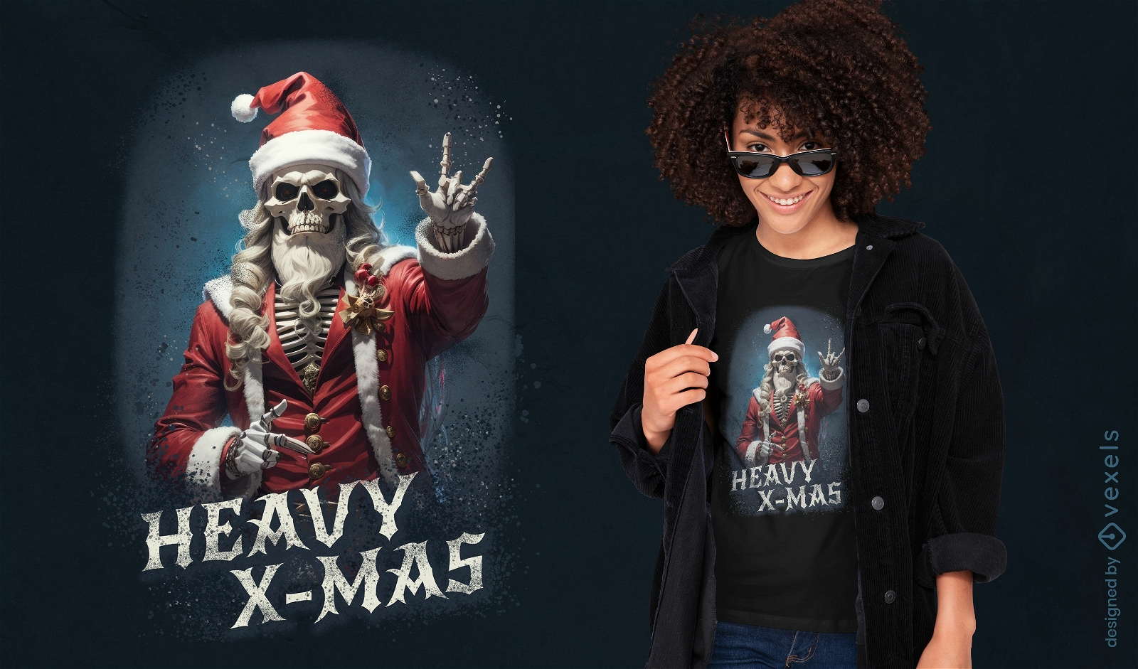 Design de camiseta do Papai Noel rock and roll