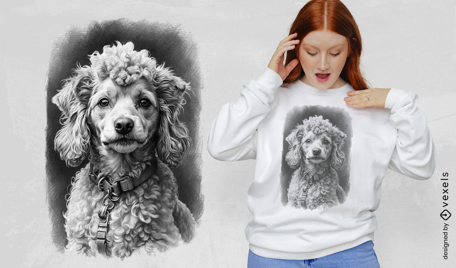 Diseño de camiseta con retrato de caniche miniatura.