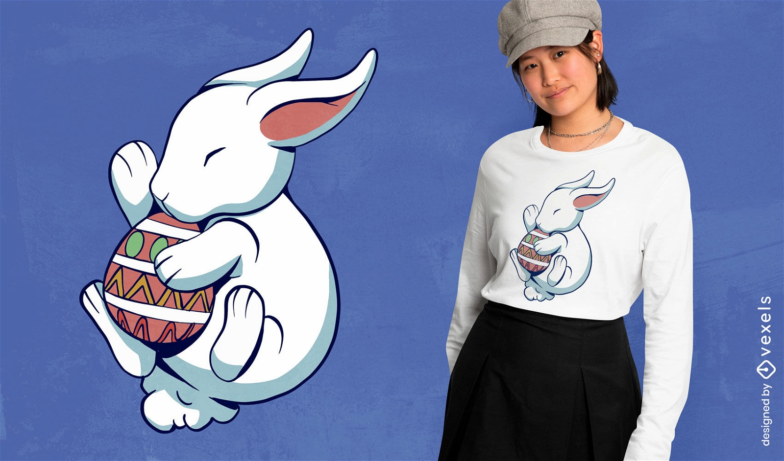 Diseño de camiseta relajado de conejito de Pascua.