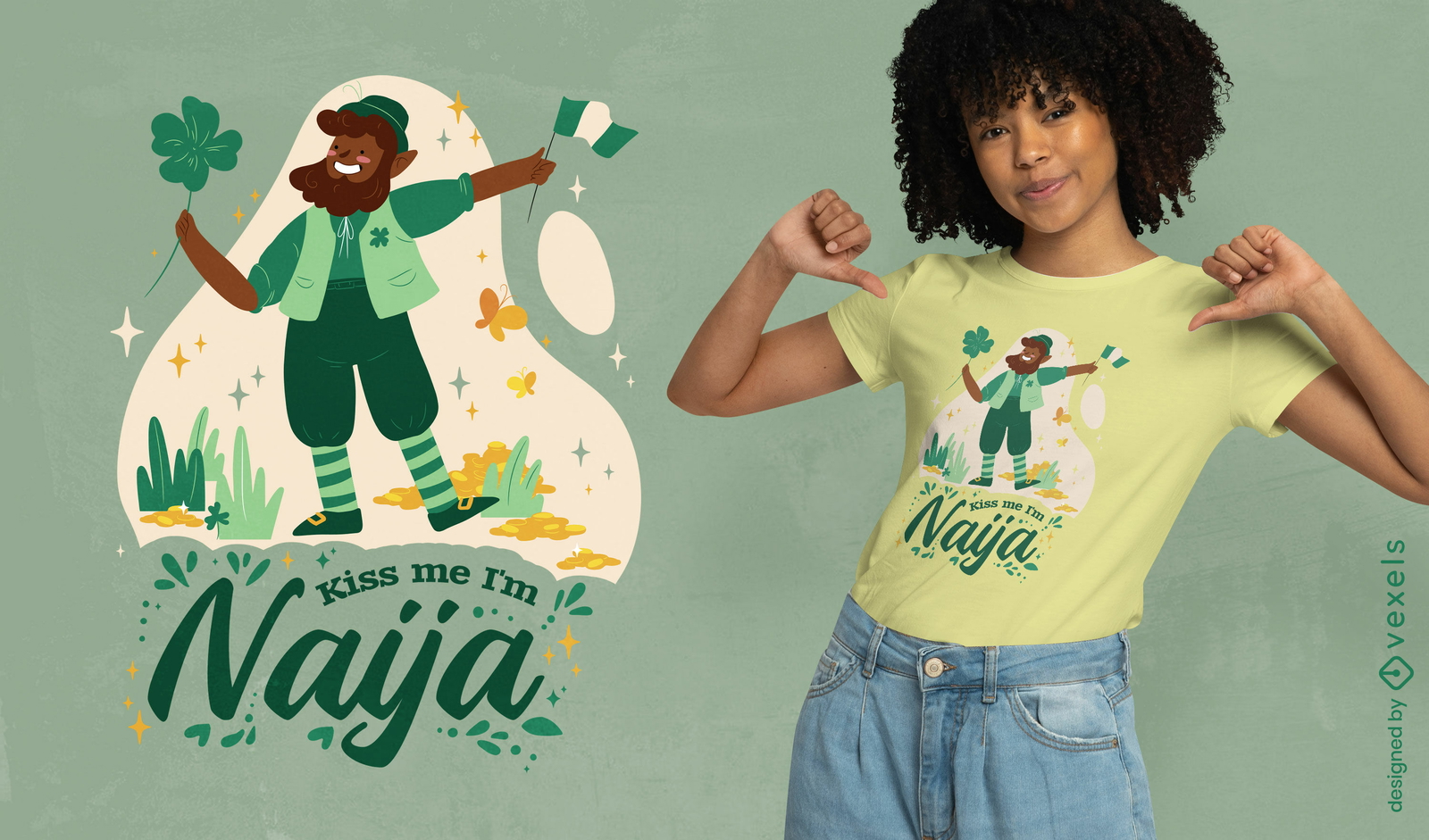 Design de camiseta nigeriana para o Dia de São Patrício