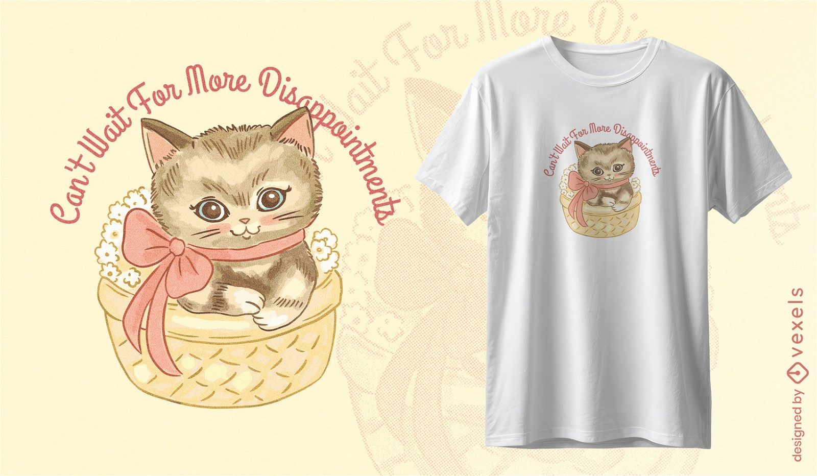 Design de camiseta de gatinho desapontado