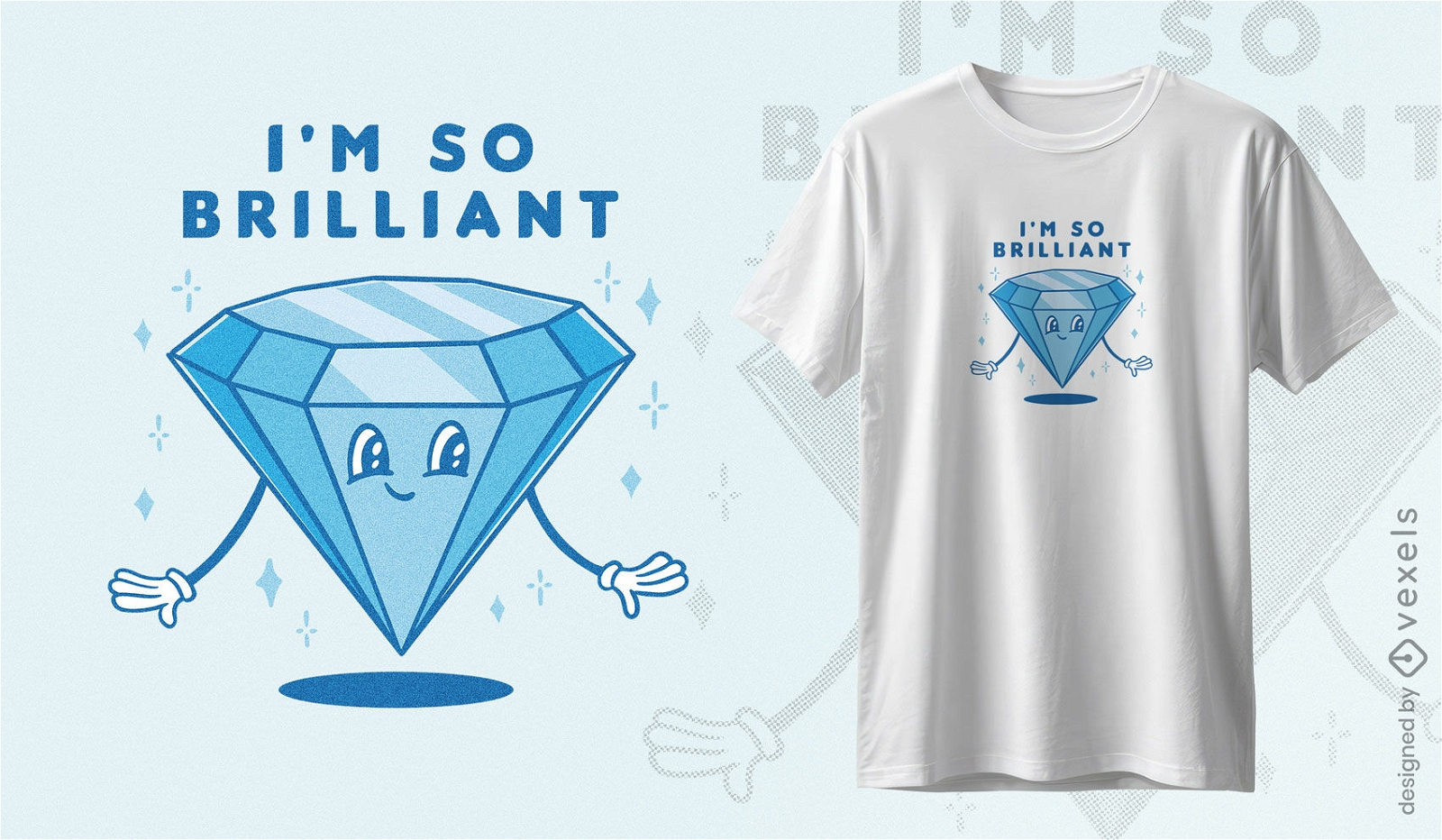 Design brilhante de camiseta com diamante