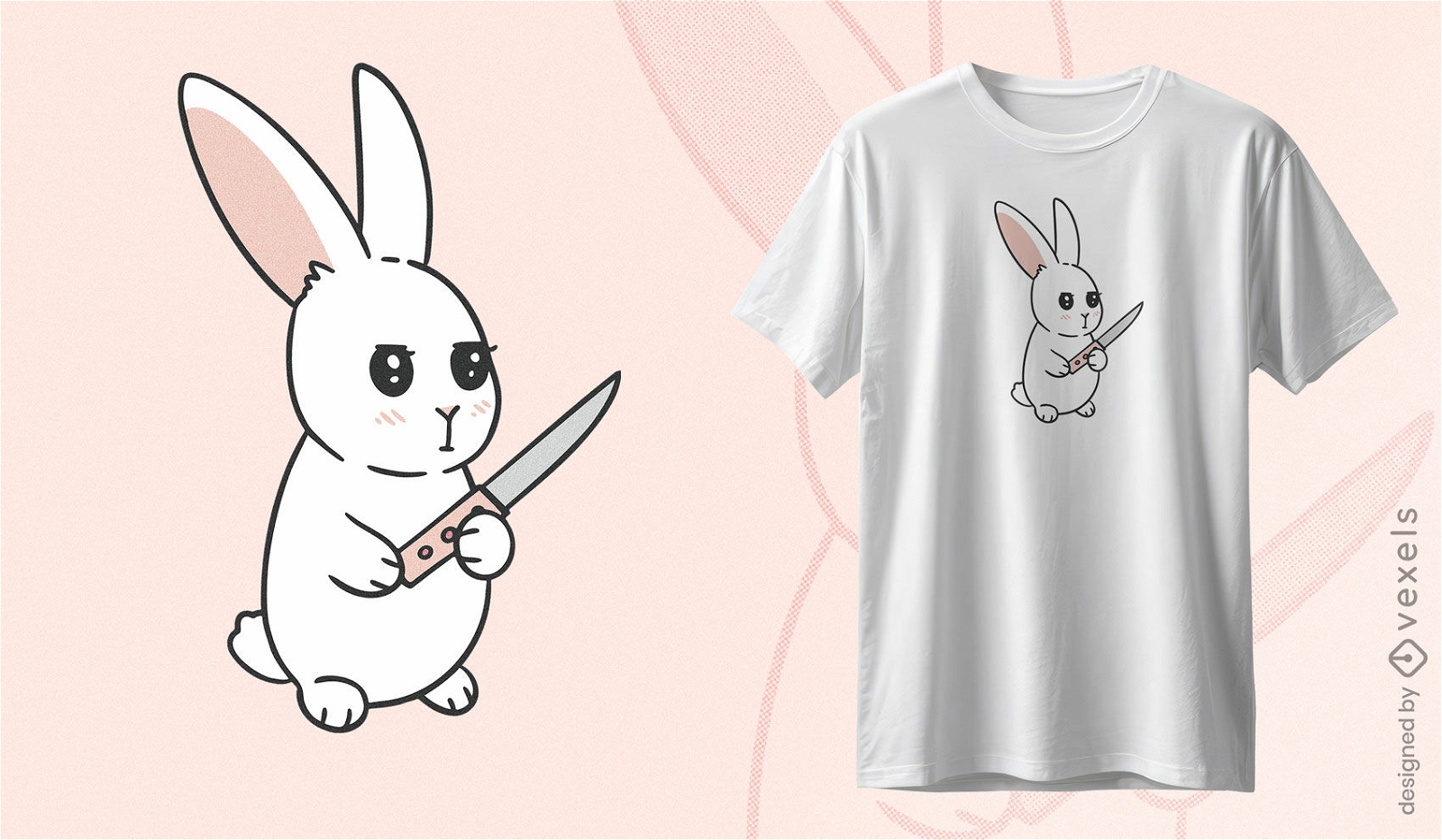 Diseño de camiseta de conejito amenazante.