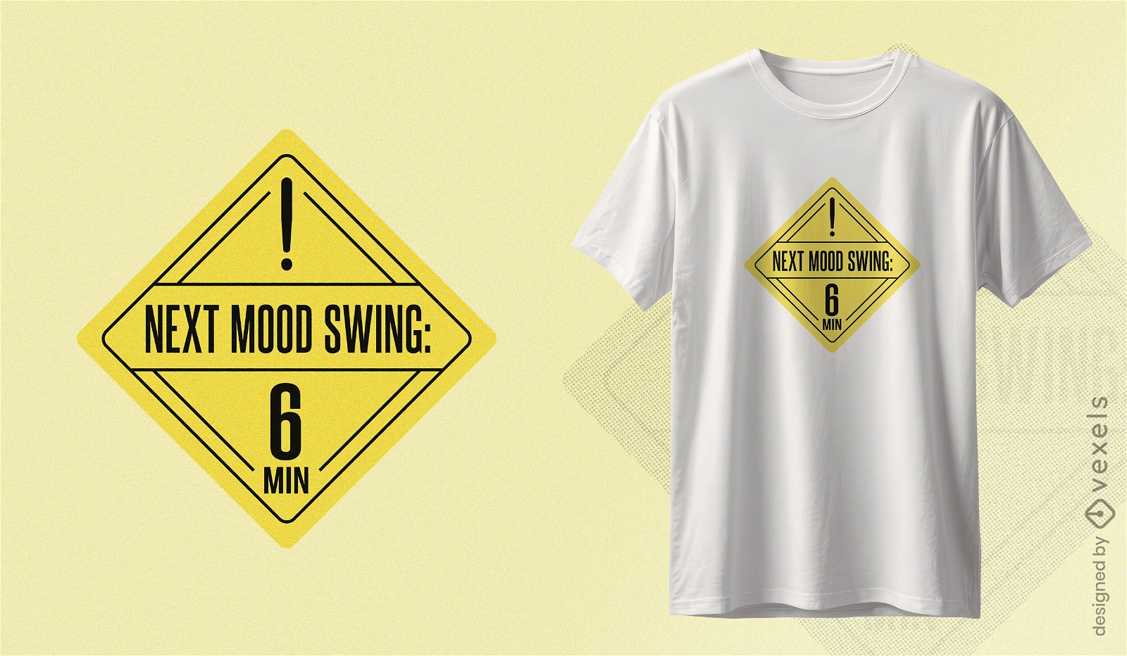 T-Shirt-Design mit Warnung vor Stimmungsschwankungen