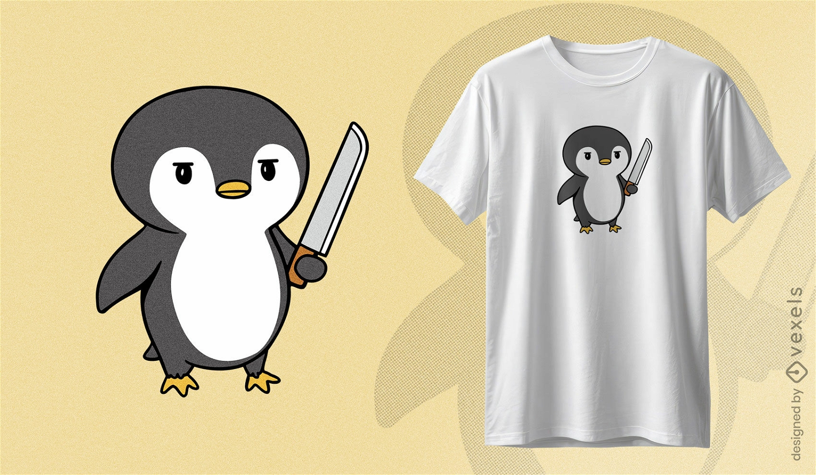 Diseño de camiseta de pingüino feroz.