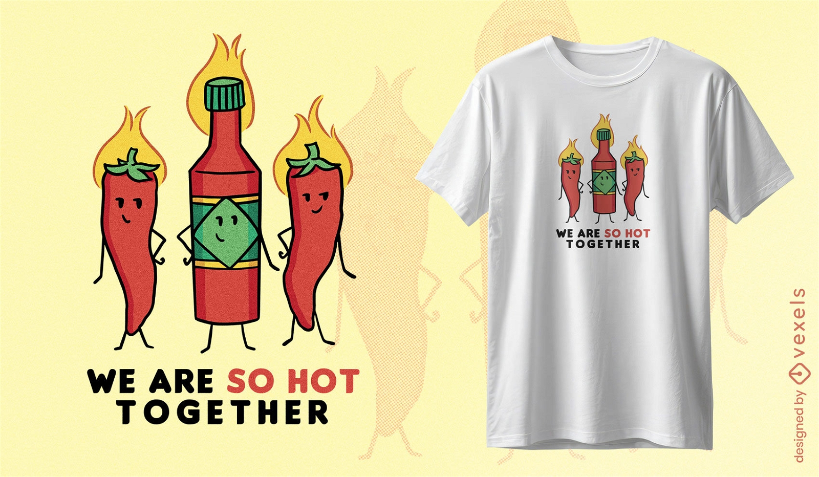 Dise?o de camiseta de comida picante y caliente.