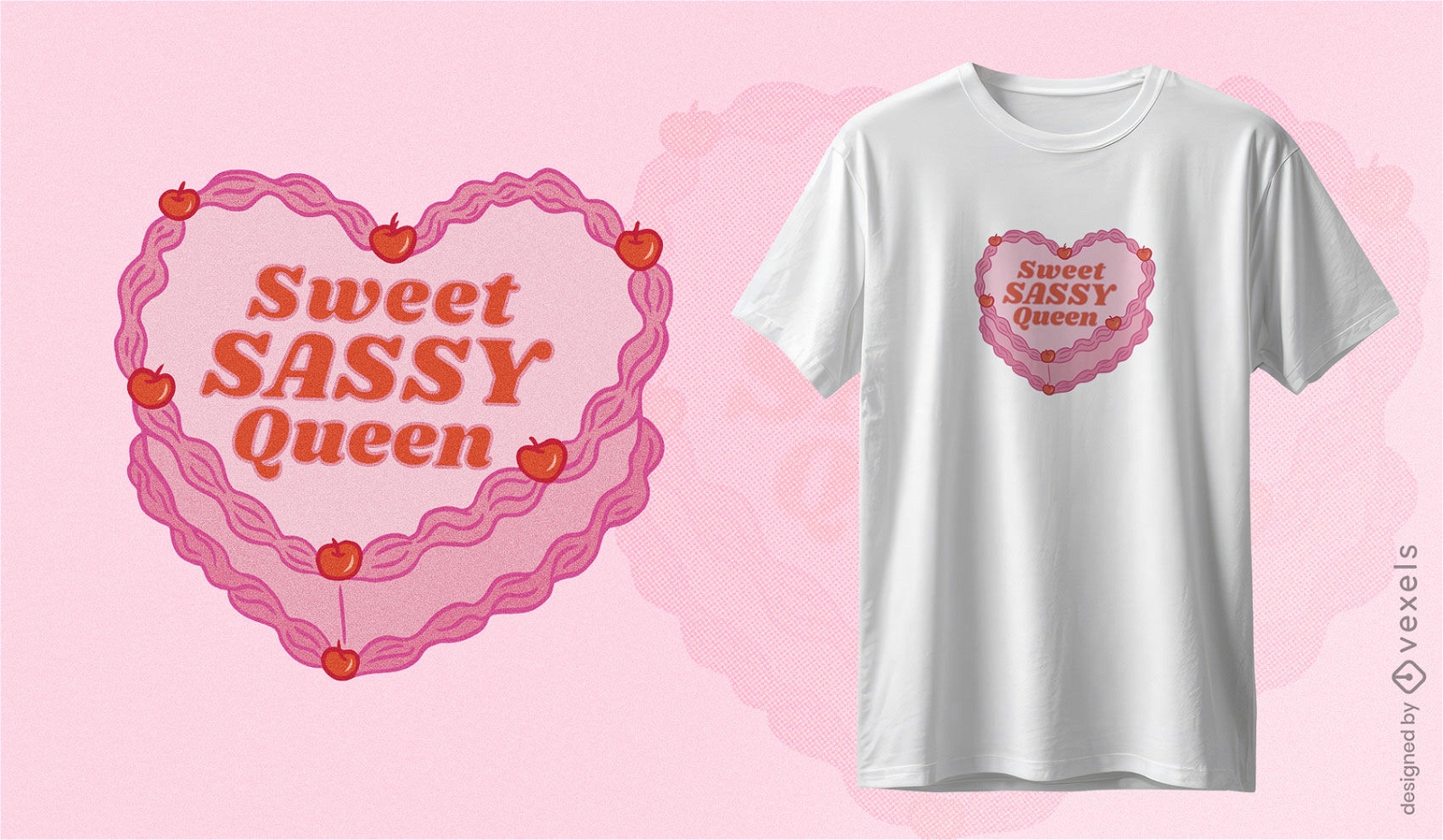 Diseño de camiseta de reina de pastel de corazón.