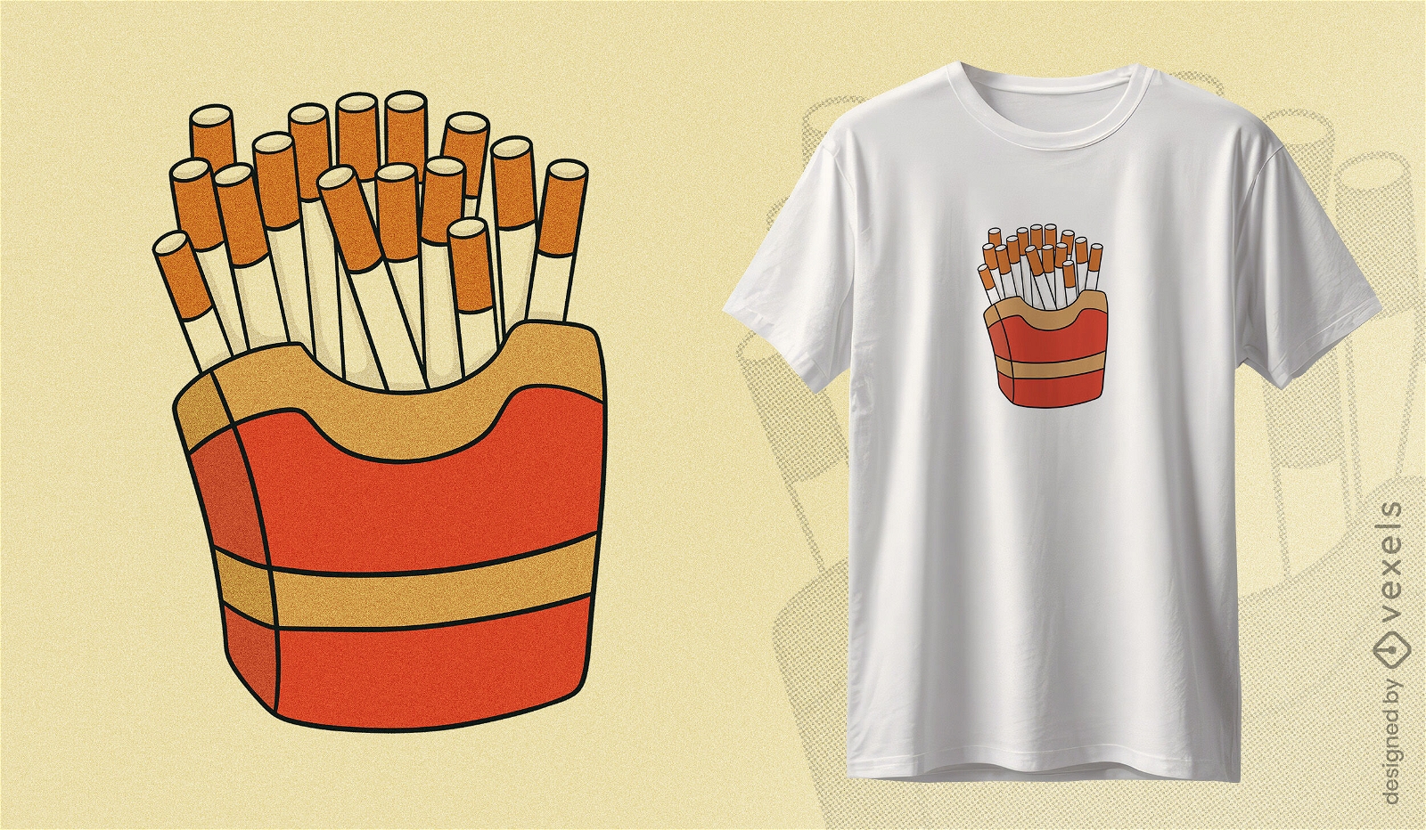 Design de camiseta com batatas fritas sátira