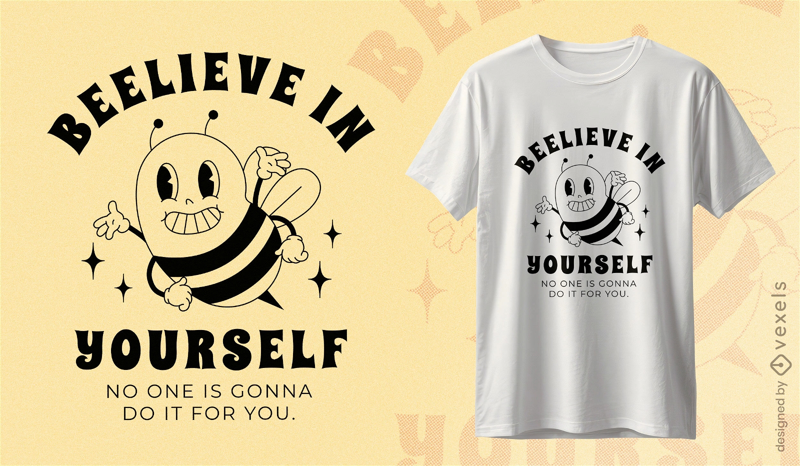 Design de camiseta de abelha com autoconfiança