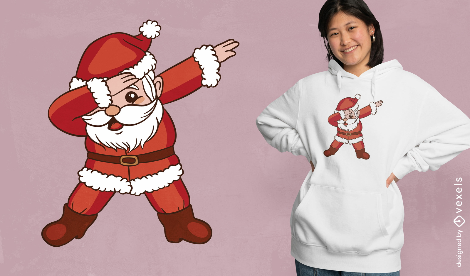 Diseño de camiseta con gesto de dab de Papá Noel.