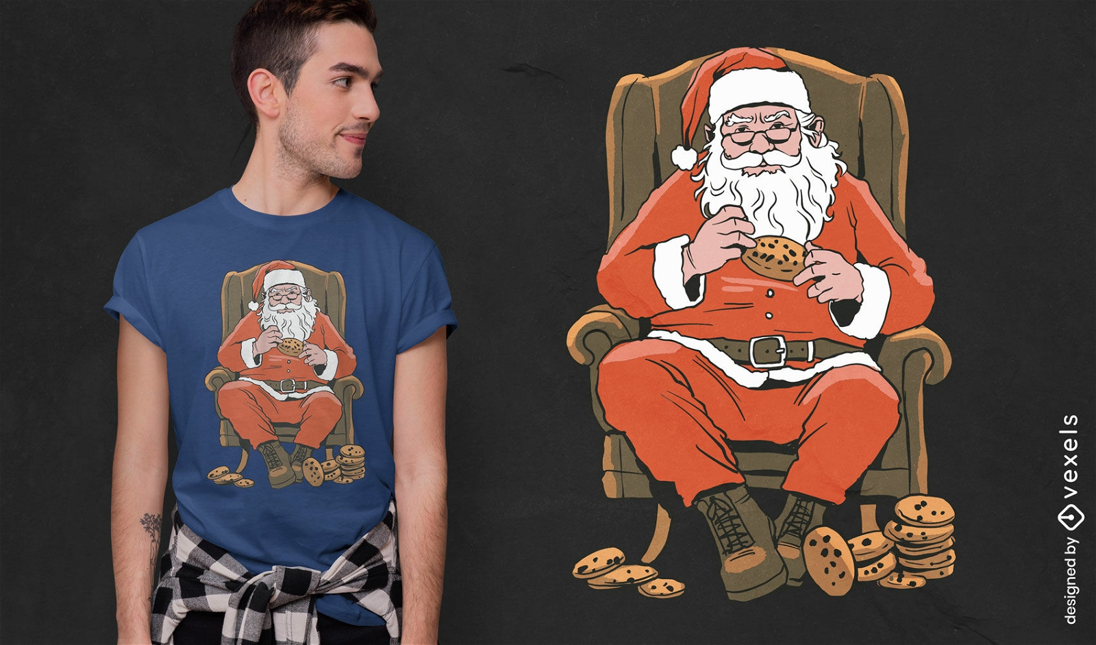 Design vintage de camiseta do Papai Noel