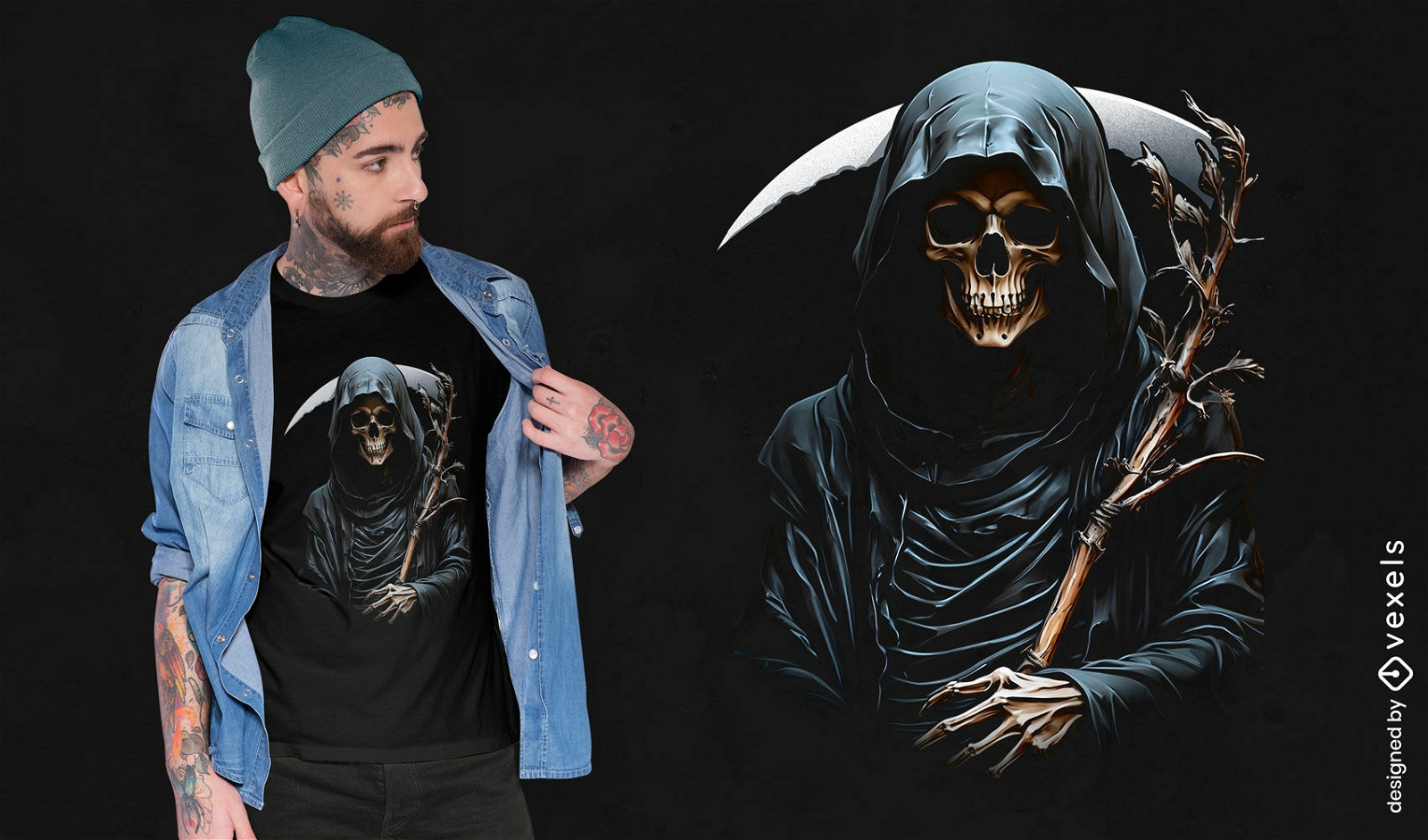 Gothic grim reaper t-shirt design