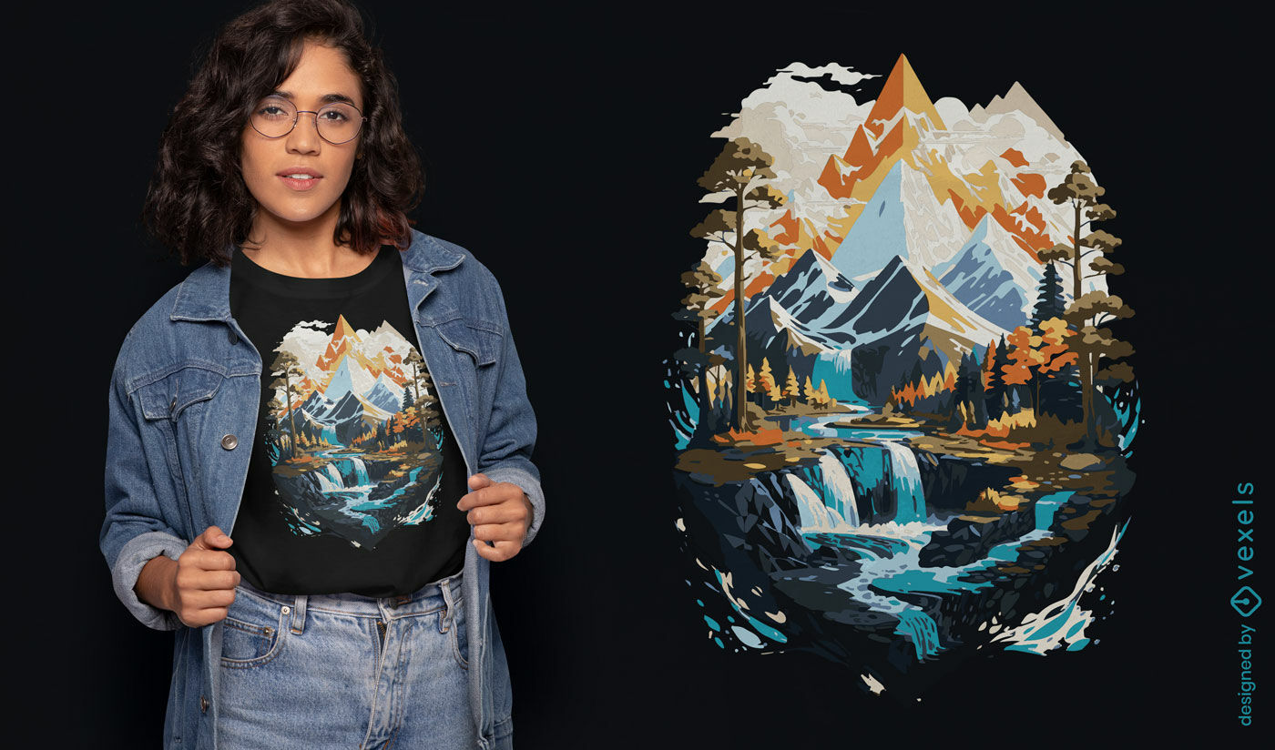 Diseño de camiseta majestuoso paisaje invernal.