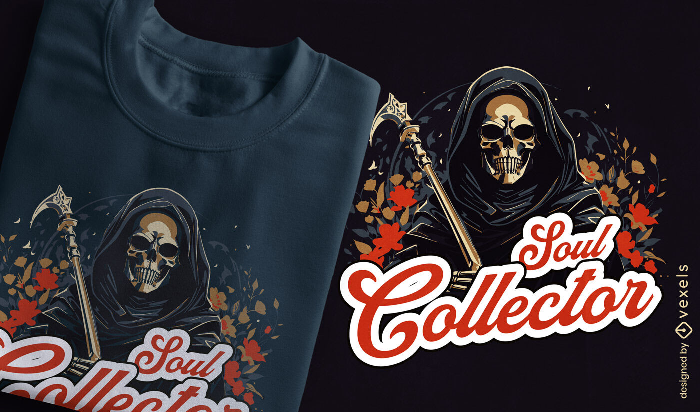 Diseño de camiseta Soul Collector Grim Reaper.