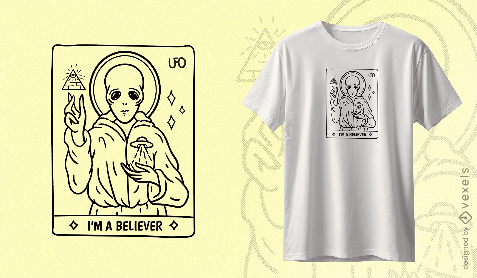 Design de camiseta para crente alienígena