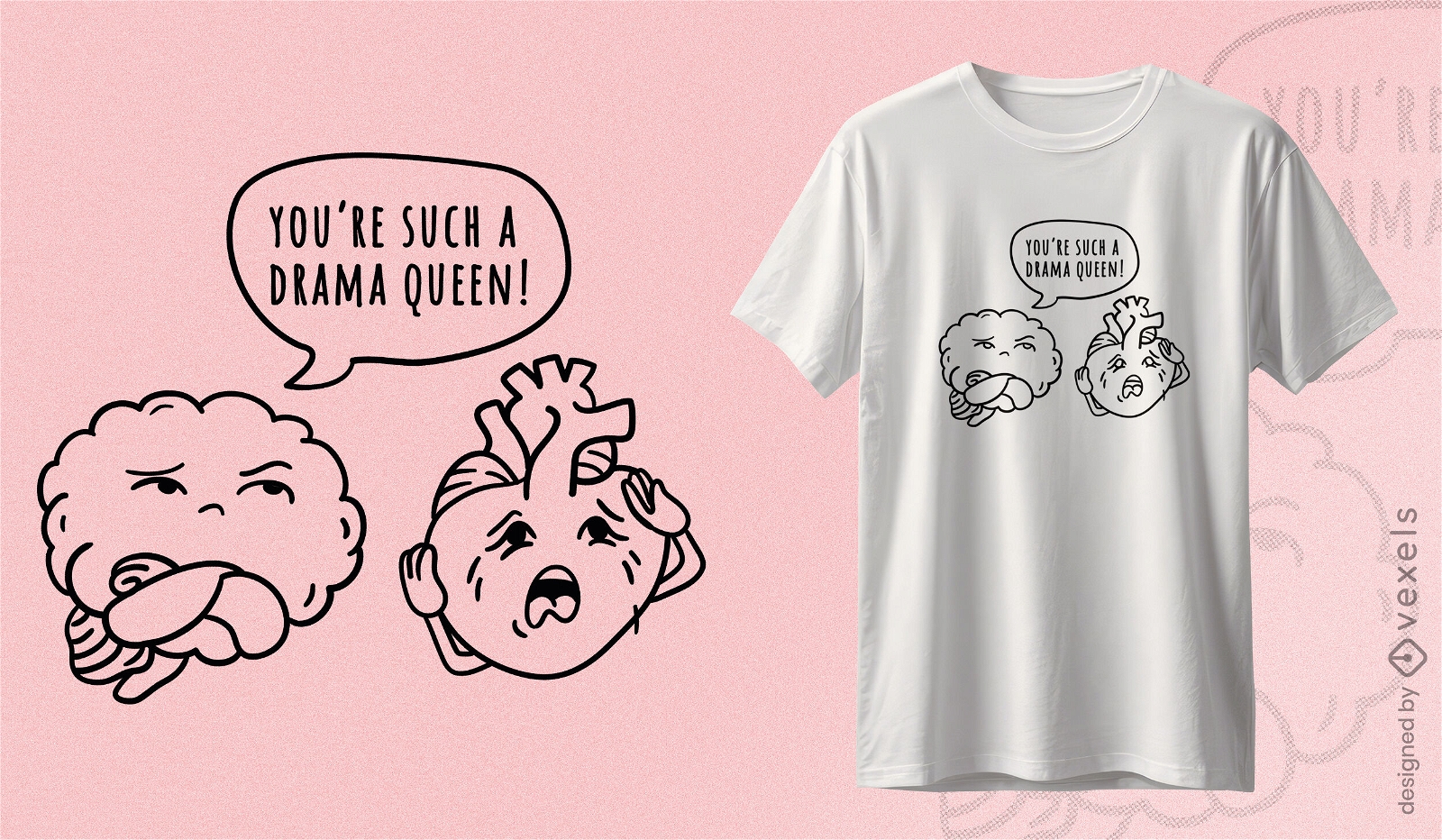 Diseño de camiseta Drama Queen Brain.