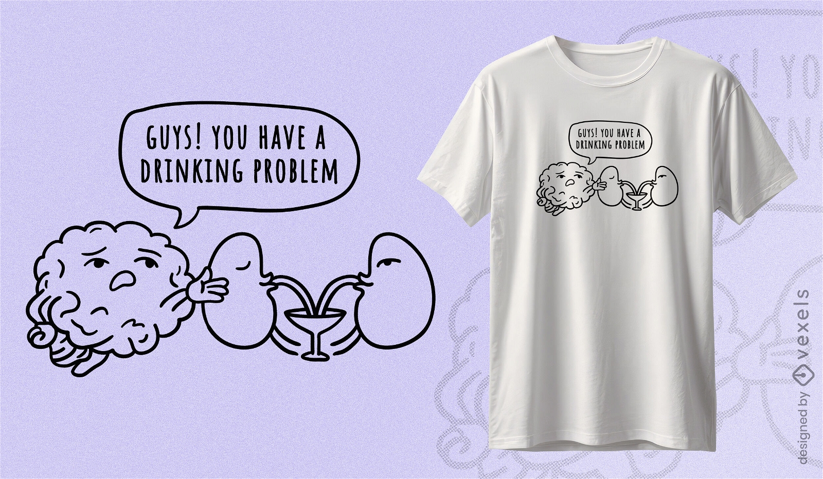 Blasen-T-Shirt-Design mit Alkoholproblemen