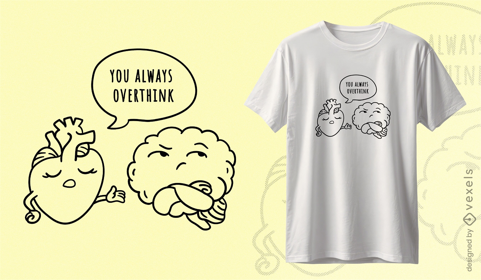 Overthinking heart t-shirt design