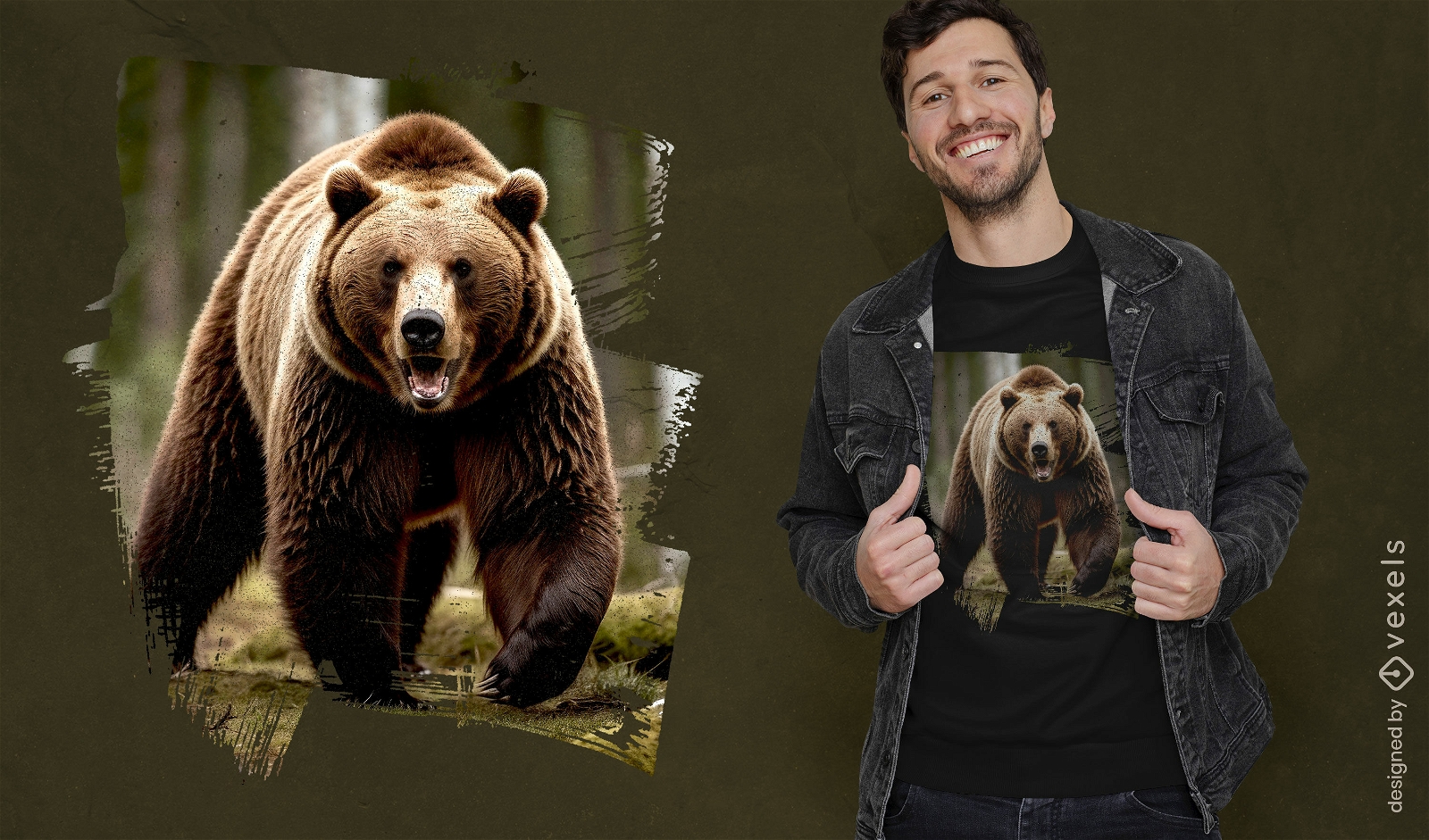 Diseño de camiseta de oso majestuoso.