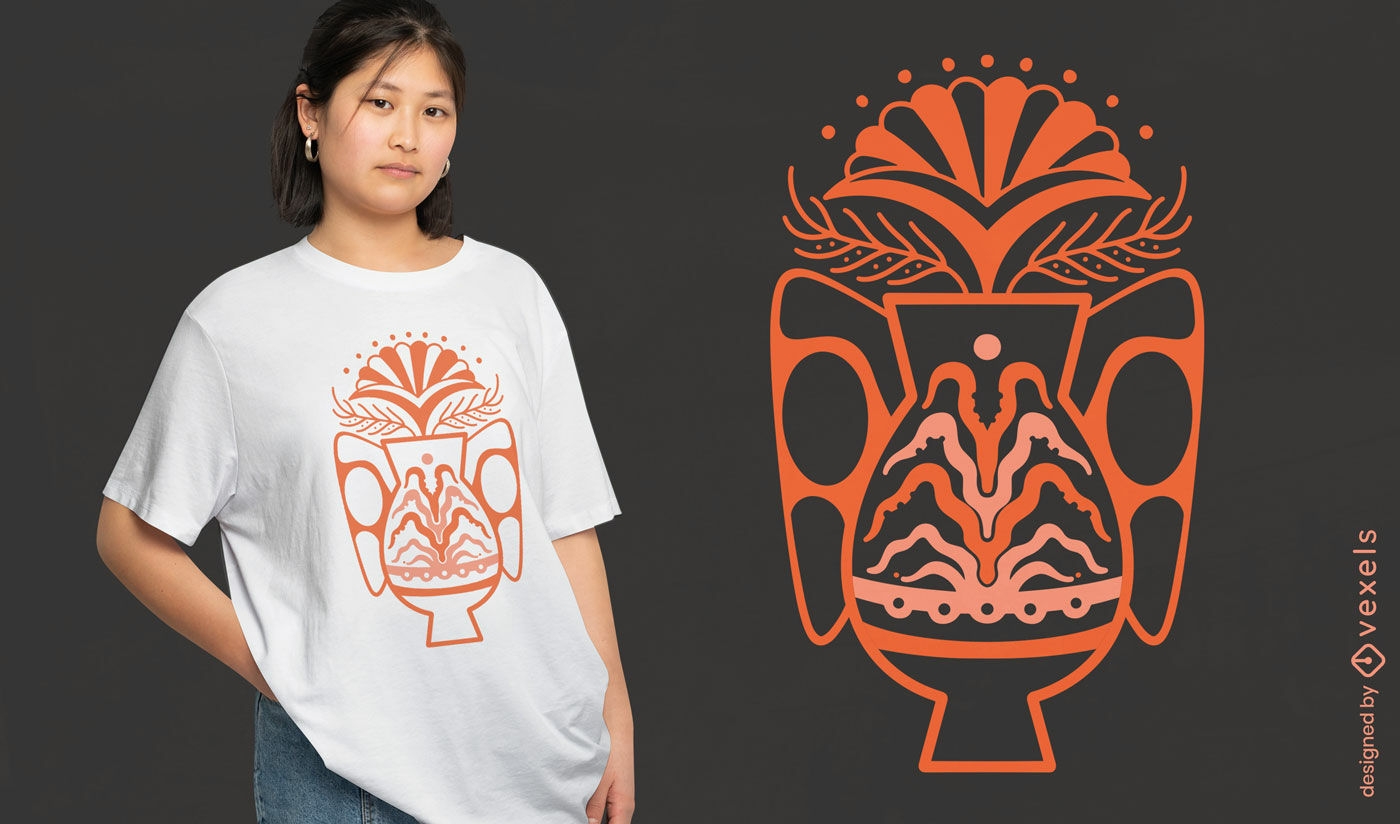 Diseño de camiseta de flores tribales.