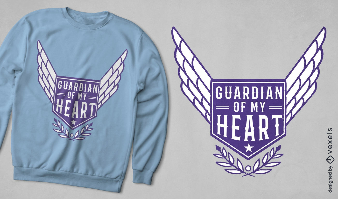 Diseño de camiseta de corazón guardián.