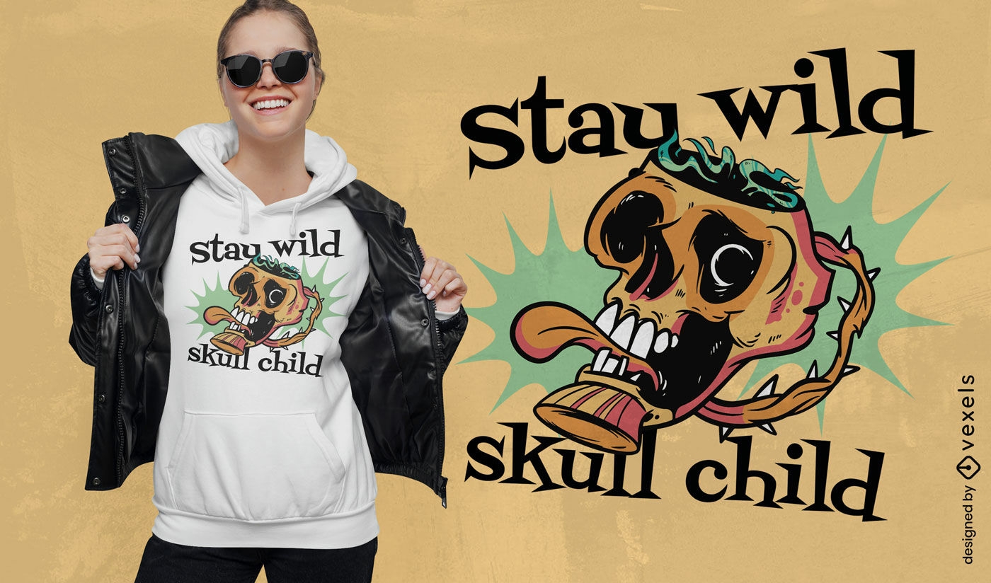 Wild skull child t-shirt design
