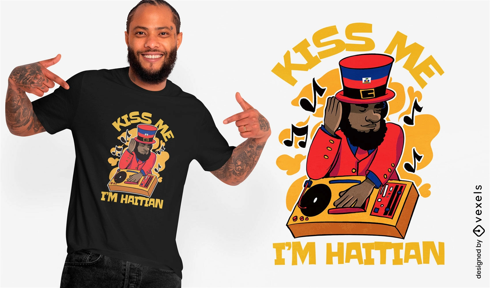 Design de camiseta do duende haitiano DJ