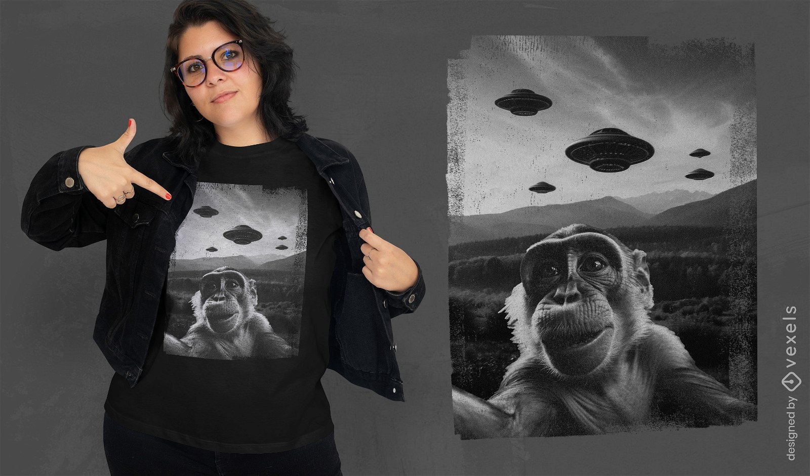UFO-Affen-T-Shirt-Design