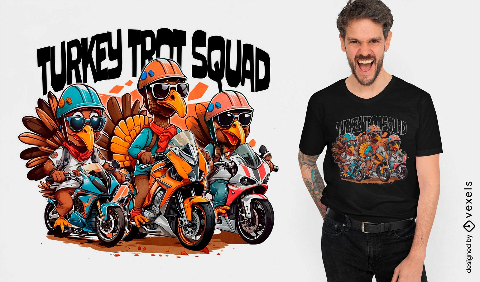 Diseño de camiseta de moto Turkey Trot Squad.
